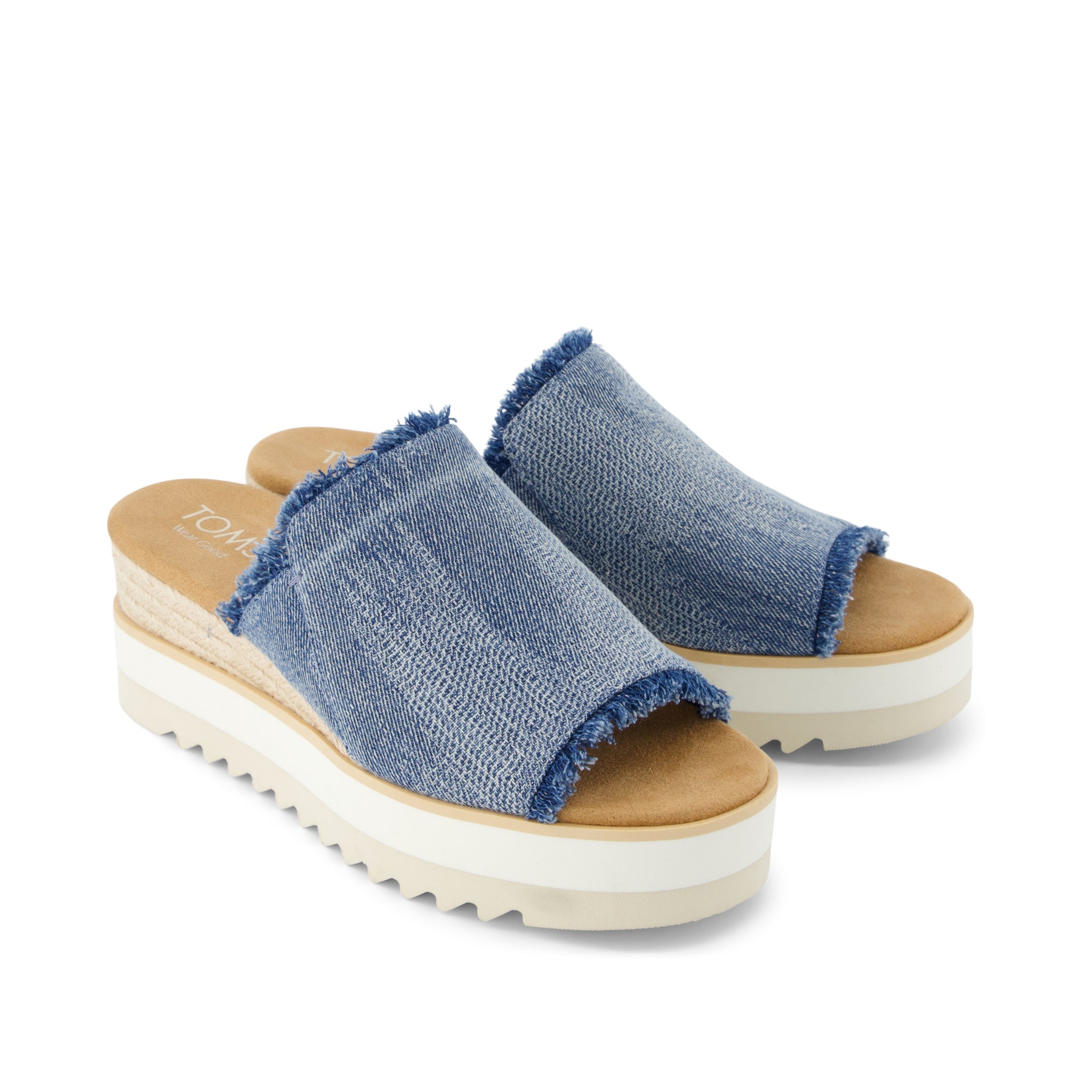 Diana Mule Wedge Sandal Dark Sky Textured Denim - Image 3