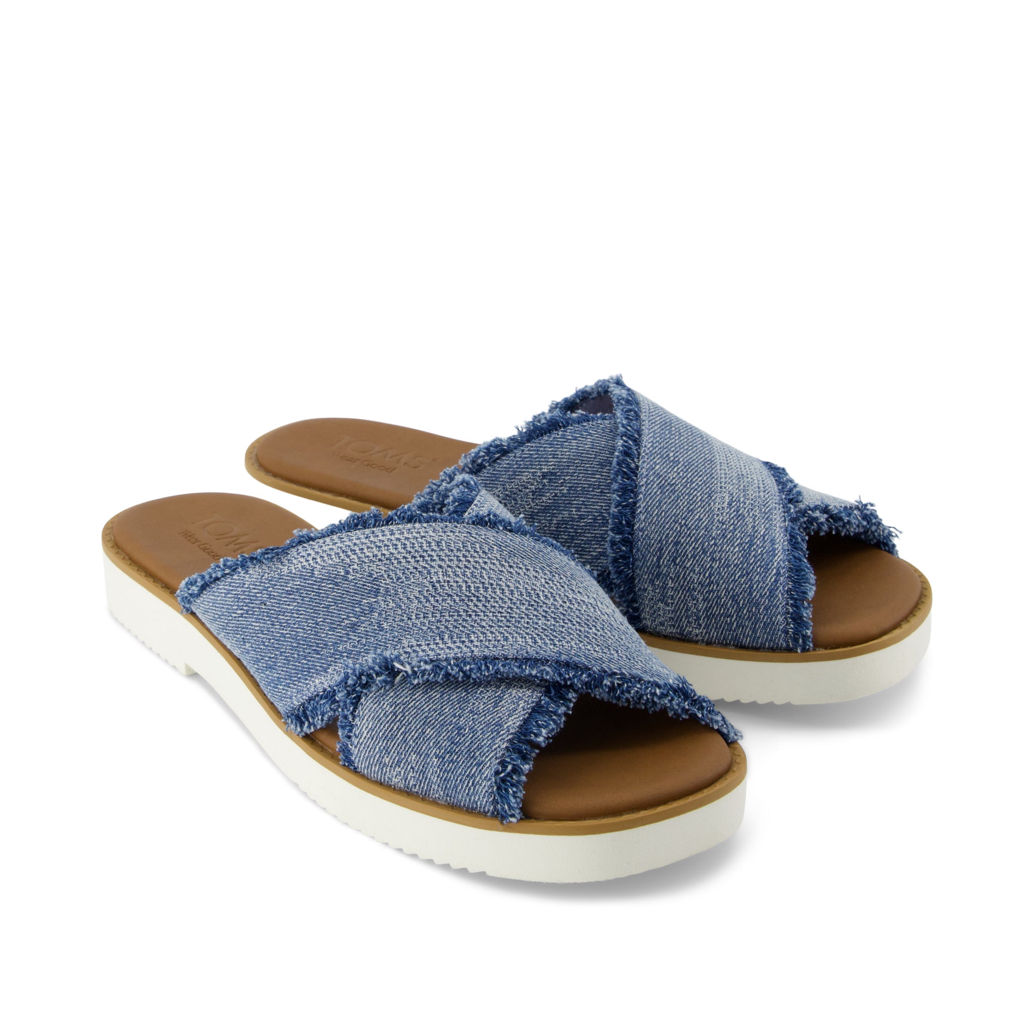 Mae Crossover Slide Sandal Dark Sky Textured Denim - Image 4