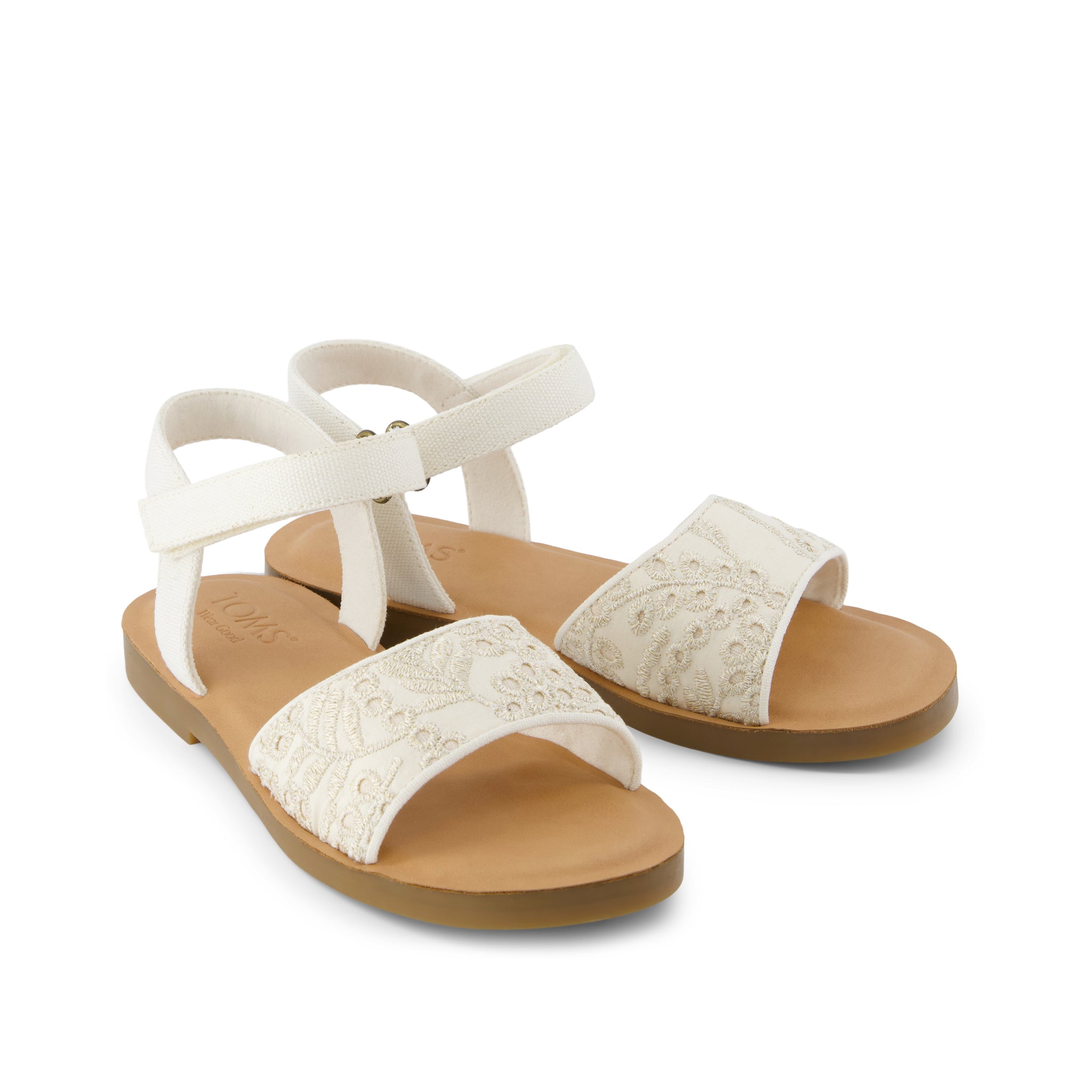 Remi Ankle Strap Kids Sandal Egret Botanical Eyelet - Image 4